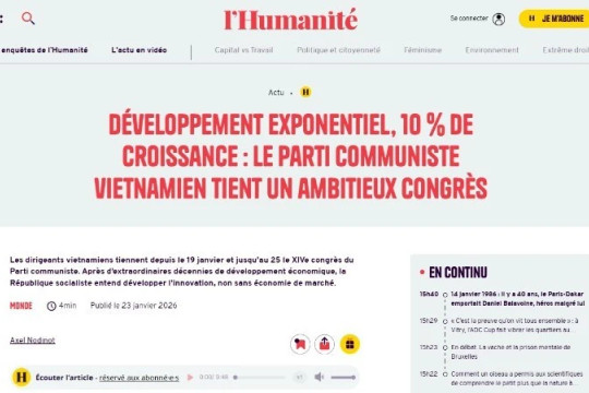 Truyền thông quốc tế nêu bật thành công của Đại hội XIV của Đảng Cộng sản Việt Nam