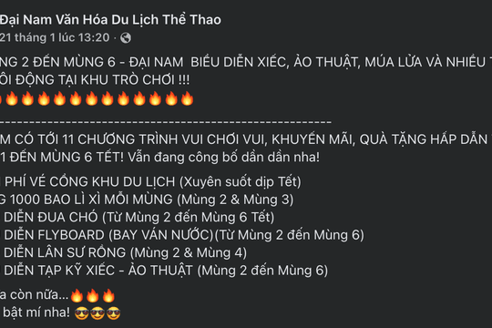Khu du lịch Đại Nam miễn phí vé vào cổng dịp Tết Nguyên đán 2026: Điểm nhấn du lịch phía Nam