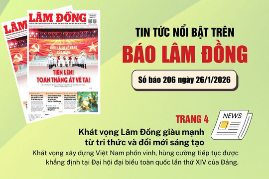 Mời độc giả đón đọc báo in Lâm Đồng hôm nay (26/1)