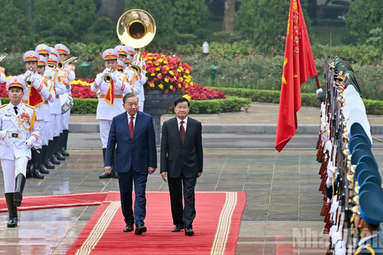 Tổng Bí thư Tô Lâm chủ trì Lễ đón Tổng Bí thư, Chủ tịch nước Lào Thongloun Sisoulith