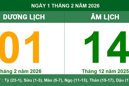 Lịch Âm Dương ngày 1/2/2026: Xem giờ hoàng đạo và dự báo cát hung