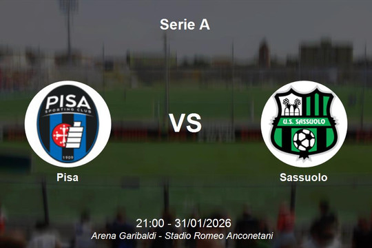 Nhận định Pisa vs Sassuolo - Serie A: Thử thách cực đại cho chủ nhà tại Arena Garibaldi