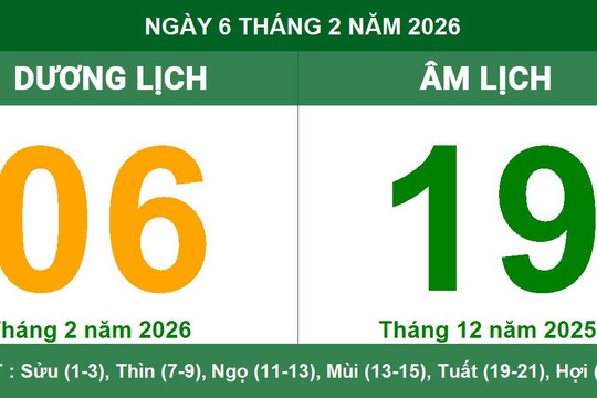 Lịch Âm Dương ngày 6/2/2026: Ngày Tiểu Cát mang lại may mắn và tài lộc cho gia chủ