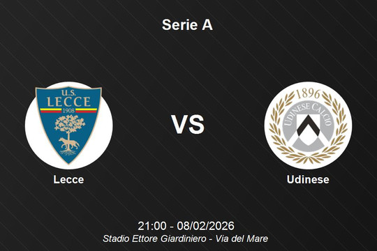 Nhận định Lecce vs Udinese - Vòng 24 Serie A: Thử thách cực đại cho chủ nhà