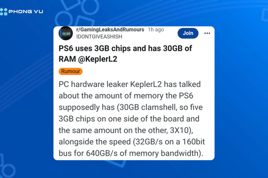 PlayStation 6 rò rỉ cấu hình cực khủng với RAM 30GB và kiến trúc Zen 6