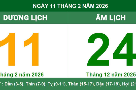 Lịch âm dương ngày 11/2/2026: Chi tiết giờ hoàng đạo và lưu ý phong thủy quan trọng