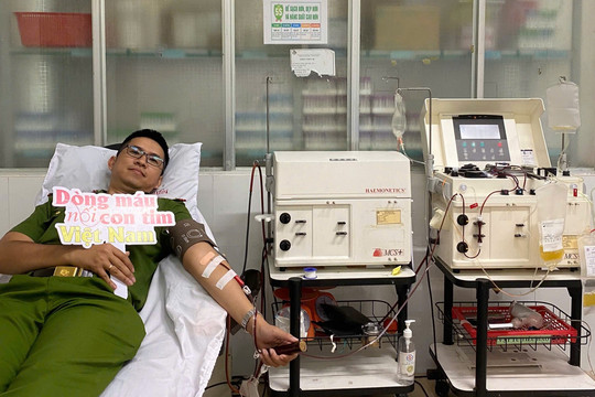 Quảng Ngãi: Đại úy Cảnh sát cơ động hiến máu cứu người 2 lần trong một tháng