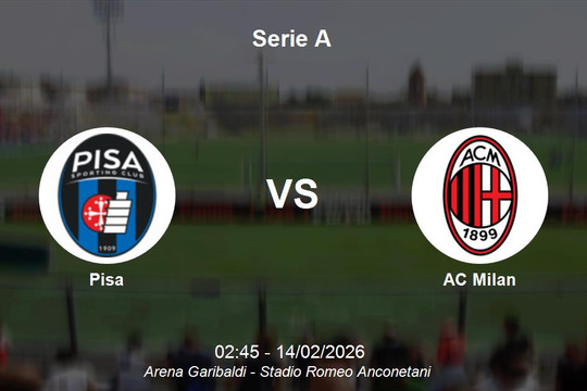 Nhận định Pisa vs AC Milan - Serie A: AC Milan quyết tâm bám đuổi ngôi đầu