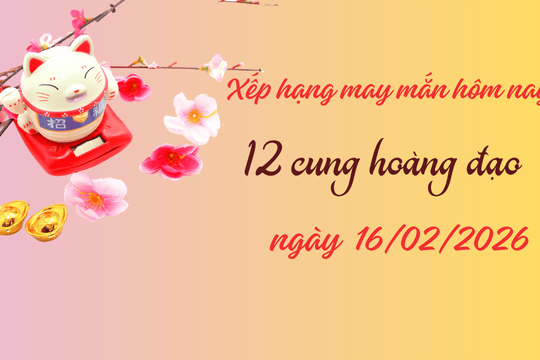 Bảng xếp hạng may mắn 12 cung hoàng đạo 16/2/2026: Bảo Bình hoàn hảo 10 điểm ngày 29 Tết