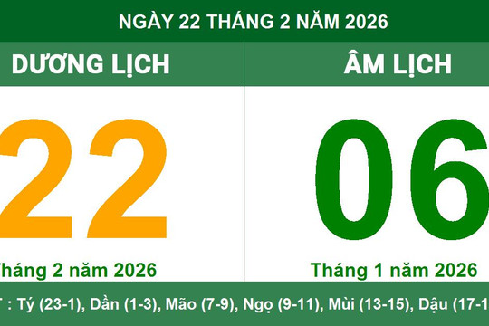Lịch Âm Dương ngày 22/2/2026: Xem giờ hoàng đạo và lưu ý quan trọng ngày Đinh Mão