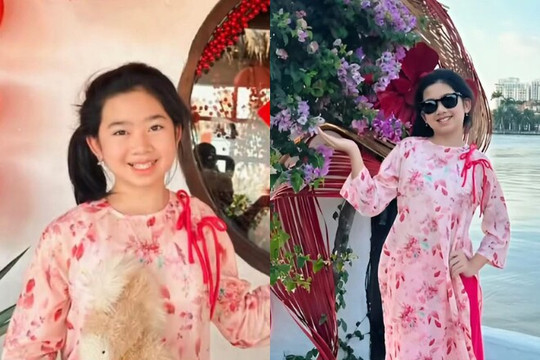 Con gái cố diễn viên Mai Phương rạng rỡ trong tà áo dài Tết ở tuổi 13
