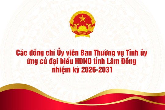 11 đồng chí Ủy viên Ban Thường vụ Tỉnh ủy Lâm Đồng ứng cử đại biểu HĐND cấp tỉnh nhiệm kỳ 2026-2031