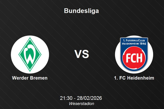 Nhận định Werder Bremen vs 1. FC Heidenheim - Đại chiến trụ hạng tại vòng 24 Bundesliga