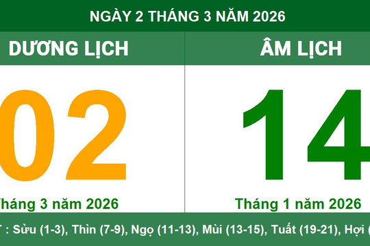 Lịch Âm Dương ngày 2/3/2026: Giờ hoàng đạo và những lưu ý phong thủy quan trọng