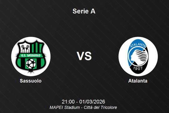 Nhận định Sassuolo vs Atalanta - Serie A: Căng thẳng cuộc đua top đầu