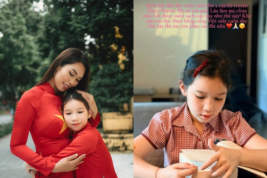 Siêu mẫu Hà Anh tự hào khi con gái Myla đọc sách Harry Potter và chăm học tiếng Việt