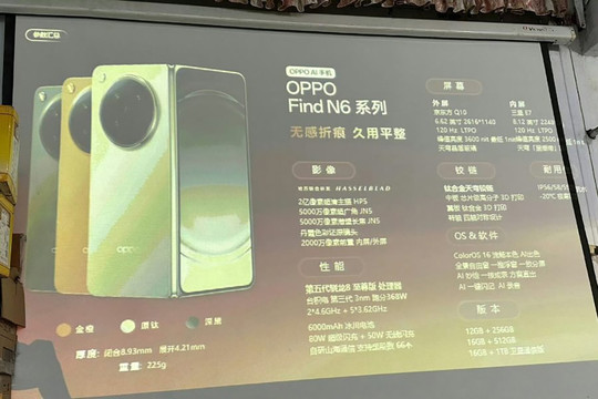 Thông số kỹ thuật OPPO Find N6: Chip Snapdragon 8 Elite Gen 5 và pin 6,000mAh