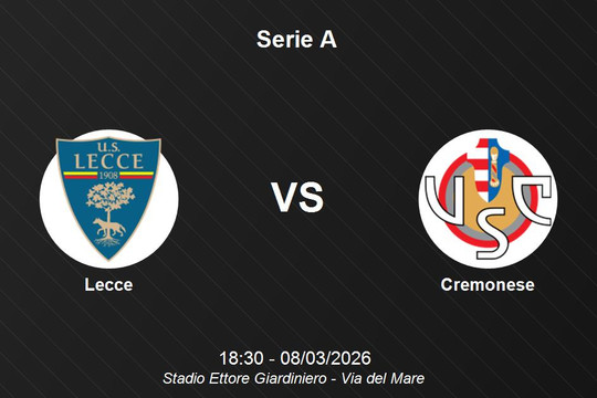 Nhận định Lecce vs Cremonese - Chung kết ngược tại Serie A