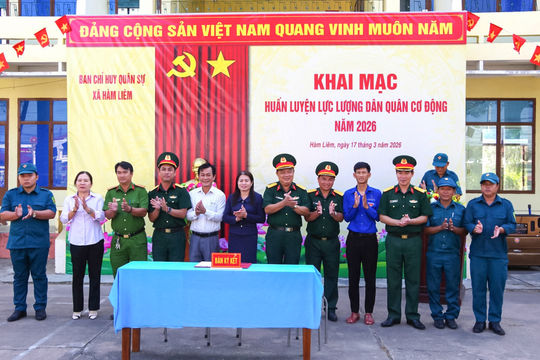 Bộ CHQS tỉnh Lâm Đồng huấn luyện điểm dân quân cơ động tại Hàm Liêm