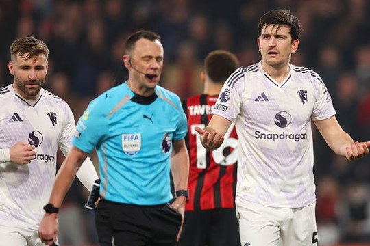 "Tiêu chuẩn kép" của VAR khiến Maguire phẫn nộ và Man Utd rơi điểm tại Bournemouth