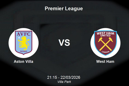 Nhận định Aston Villa vs West Ham - Premier League ngày 22/03