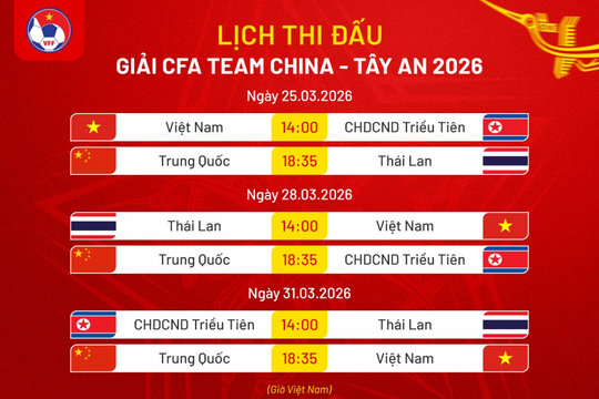 Lịch thi đấu và thông tin đáng chú ý của U23 Việt Nam tại giải CFA Team China 2026