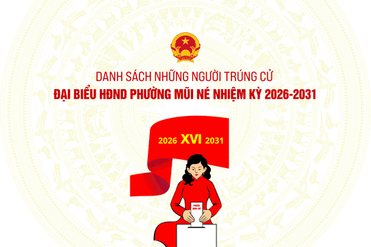 Danh sách những người trúng cử đại biểu HĐND phường Mũi Né nhiệm kỳ 2026-2031