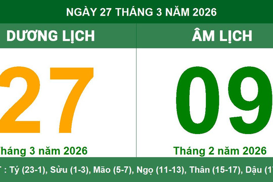 Lịch Âm Dương ngày 27/3/2026: Chi tiết giờ Hoàng Đạo và lưu ý ngày Sát Chủ