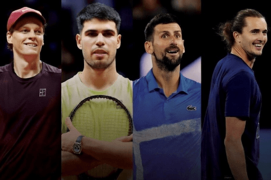 Sinner áp sát ngôi vương của Alcaraz, Zverev đẩy Djokovic khỏi top 3 ATP