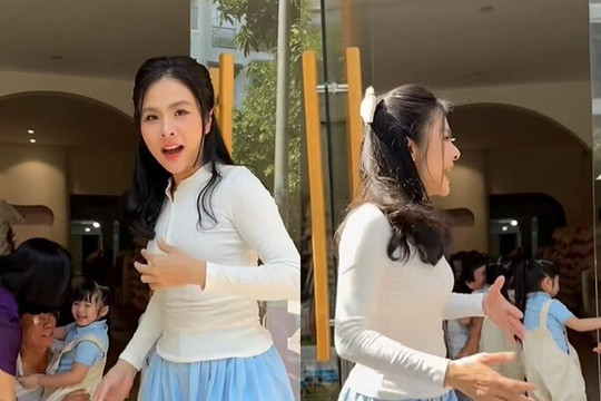 Diễn viên Vân Trang đưa cặp sinh đôi về thăm nhà ngoại tại TP.HCM sau 4 năm