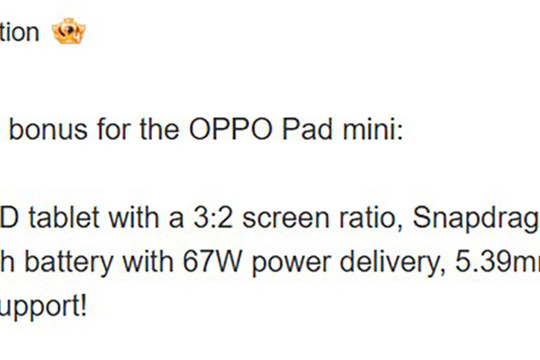 Giải mã OPPO Pad Mini: Chip Snapdragon 8 Gen 5 và màn hình OLED 144Hz siêu mỏng