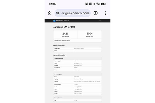 Galaxy S26 FE bất ngờ lộ cấu hình trên Geekbench với chip Exynos 2500 và Android 17