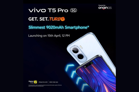 vivo T5 Pro 5G đột phá với pin 9.020 mAh trong thân máy mỏng 8,25 mm