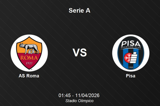 Nhận định AS Roma vs Pisa - Serie A: Cơ hội tích lũy điểm số của đội chủ nhà