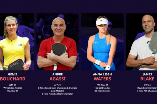 Eugenie Bouchard đối đầu huyền thoại Andre Agassi tại giải Pickleball đặc biệt ở Hollywood