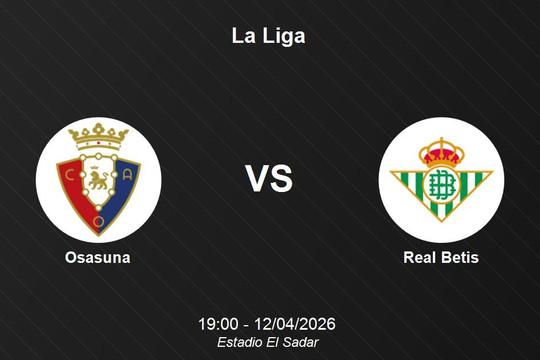 Nhận định Osasuna vs Real Betis: Real Betis nỗ lực phá dớp không thắng tại La Liga