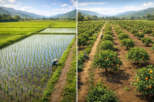 Tự ý chuyển đất trồng lúa sang đất trồng cây lâu năm bị phạt đến 30 triệu đồng từ năm 2025