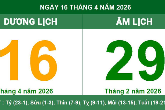 Âm Dương lịch ngày 16/4/2026: Thông tin chi tiết và lưu ý phong thủy quan trọng
