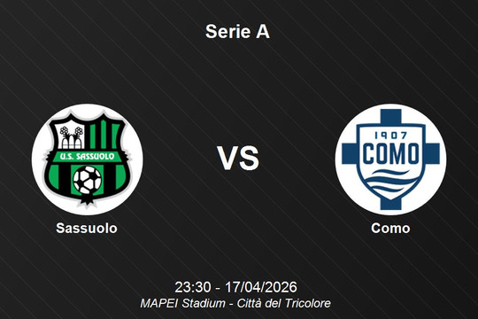 Nhận định Sassuolo vs Como - Vòng 33 Serie A: Khó khăn bủa vây chủ nhà