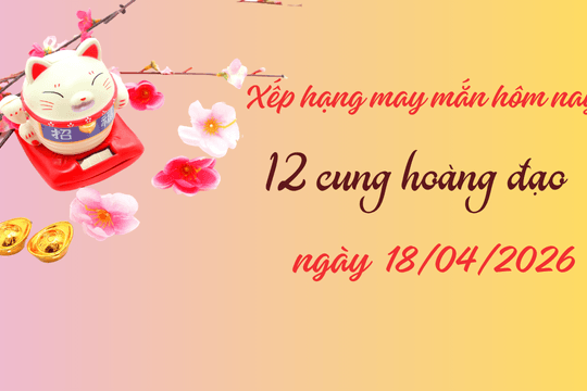Xếp hạng may mắn 12 cung hoàng đạo ngày 18/4/2026: Cung Bạch Dương vạn sự may mắn