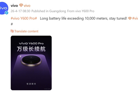 vivo Y600 Pro lộ diện với pin 10,000 mAh: Kỷ lục năng lượng mới trong phân khúc tầm trung