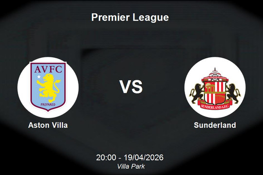 Nhận định Aston Villa vs Sunderland - Premier League: Cuộc chiến bảo vệ vị trí Top 4 tại Villa Park