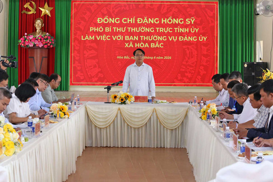 Phó Bí thư Thường trực Tỉnh ủy Lâm Đồng Đặng Hồng Sỹ làm việc với xã Hòa Bắc