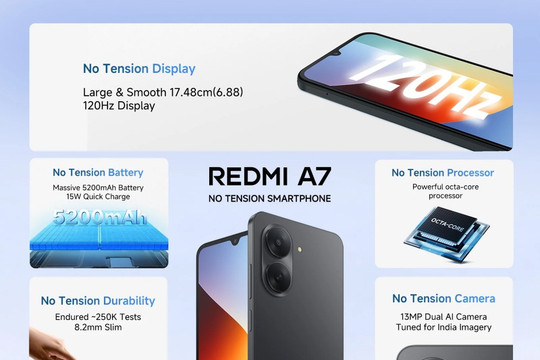 Redmi A7 và A7 Pro 4G ra mắt: Màn hình 6.9 inch, pin 6300mAh, giá từ 2.95 triệu đồng