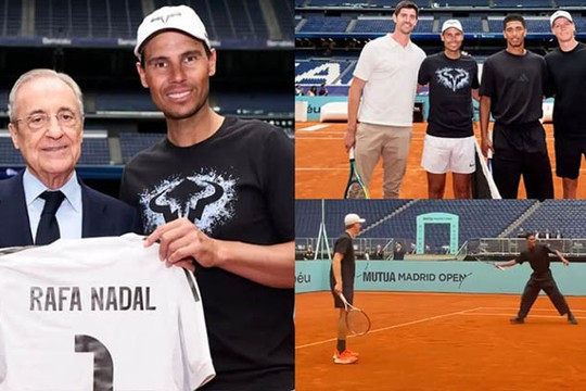 Jude Bellingham và Jannik Sinner so tài tennis cùng Rafael Nadal ngay tại sân Bernabeu
