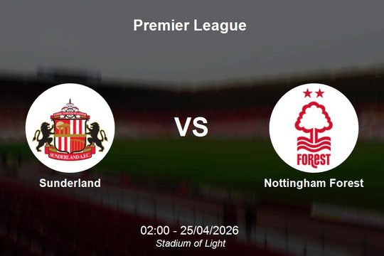 Nhận định Sunderland vs Nottingham Forest - Premier League: Lợi thế tại Stadium of Light