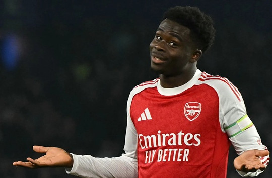 Thống kê báo động: Arsenal sụt giảm phong độ xuống tầm trung khi vắng Bukayo Saka