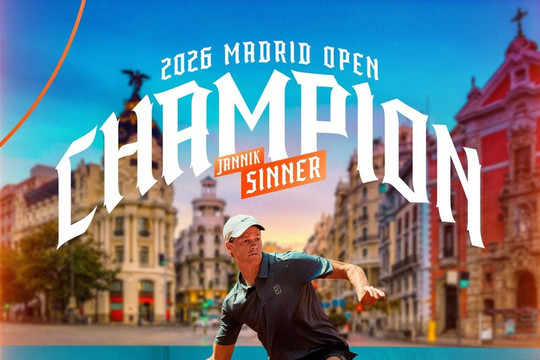 Jannik Sinner lập kỷ lục 5 lần vô địch Masters 1000 liên tiếp sau Madrid Open 2026