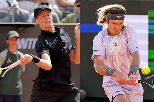 Jannik Sinner khuất phục Andrey Rublev, tiến vào bán kết Rome Masters 2026 với phong độ hủy diệt