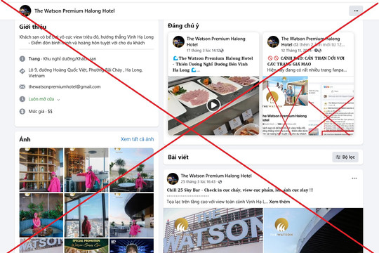 Cảnh báo thủ đoạn lập Fanpage giả mạo khách sạn để lừa đảo tiền đặt cọc tại Quảng Ninh